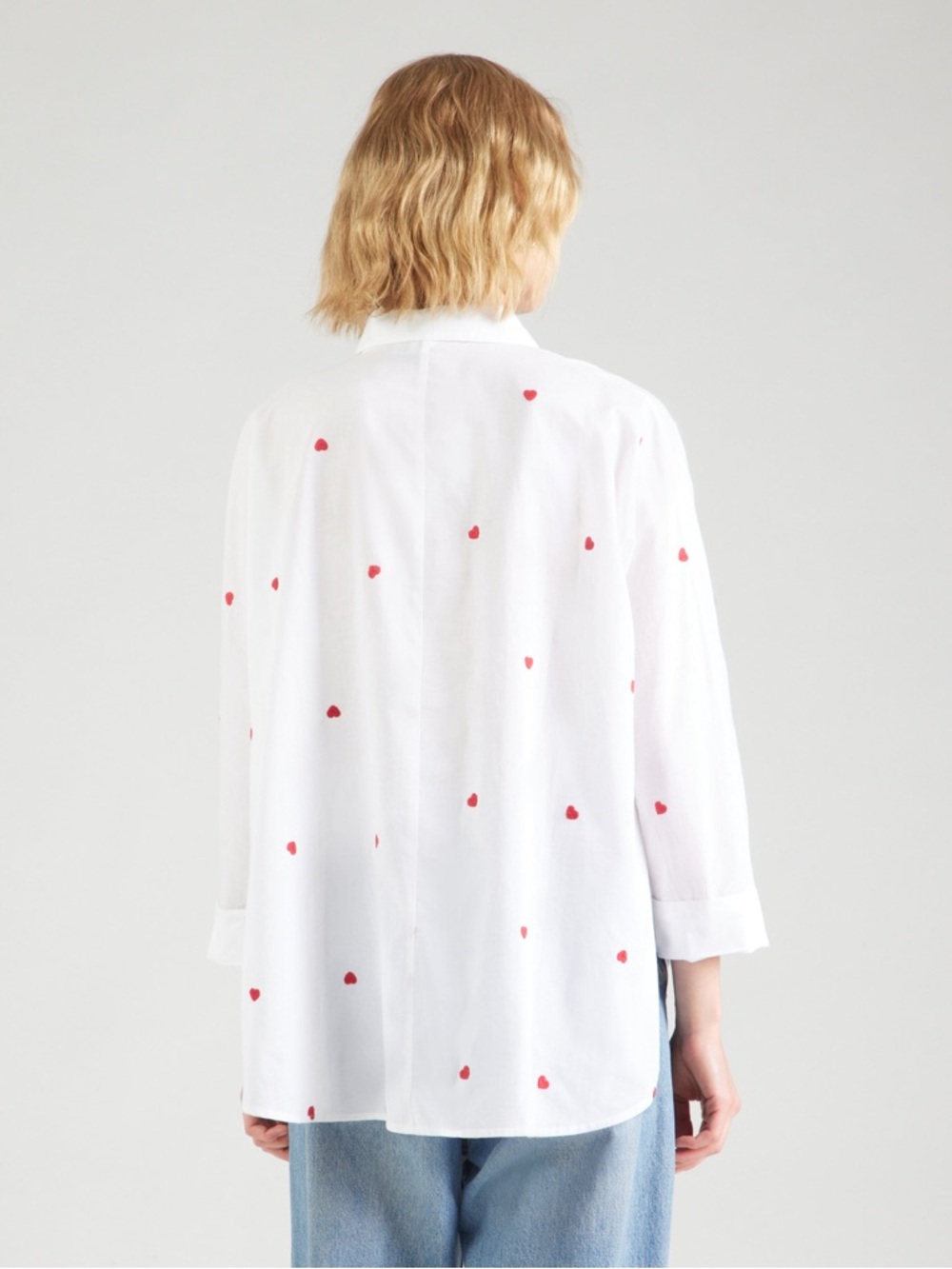 NWT Only White Shirt with Red Heart Accents - Picture 9 of 9